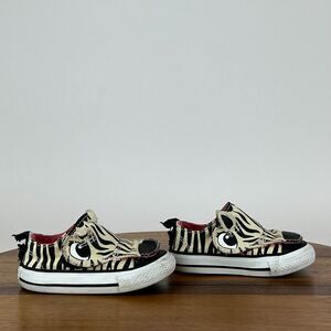 Little Kids Childrens Converse‎ Zebra Tongue Animal Shoes Sneakers Size 4 C GUC